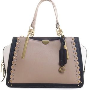 Coach dreamer scalloped riveted leather satchel